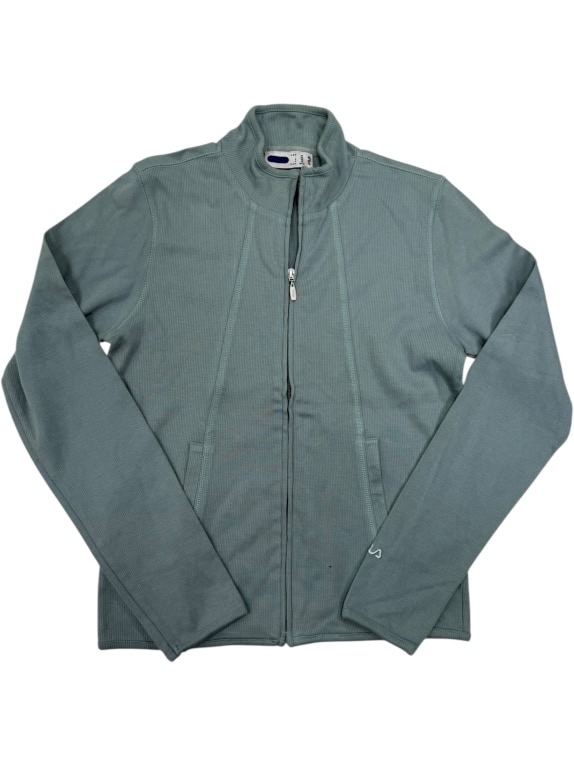 VINTAGE FILA Zip-Up Track Jacket M | 90s Ribbed Style | Παστέλ Μέντα